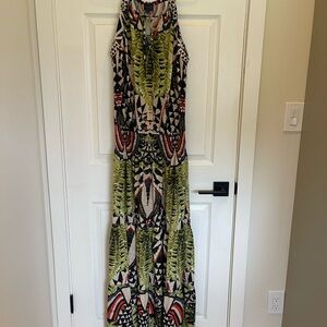 Hale Bob Green and Red Patterned Maxi Dress